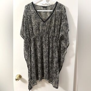 Sheer Cover up Top with Black and White Pattern Designs by Jessica